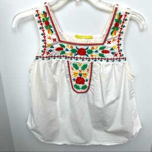 Gianni Bini Mexican Stitching Cropped Tank Top Cotton Women’s